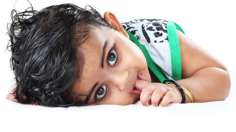 cute little boy with dark hair