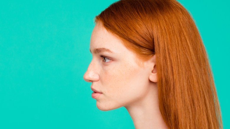 Woman with red hair, a rare body feature