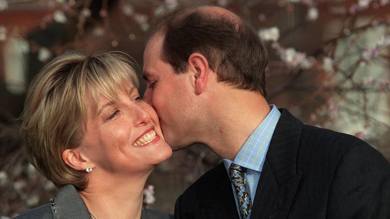 Prince Edward and Sophie kiss engagement