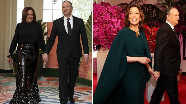 Kamala Harris and Doug Emhoff dressed up for State dinners