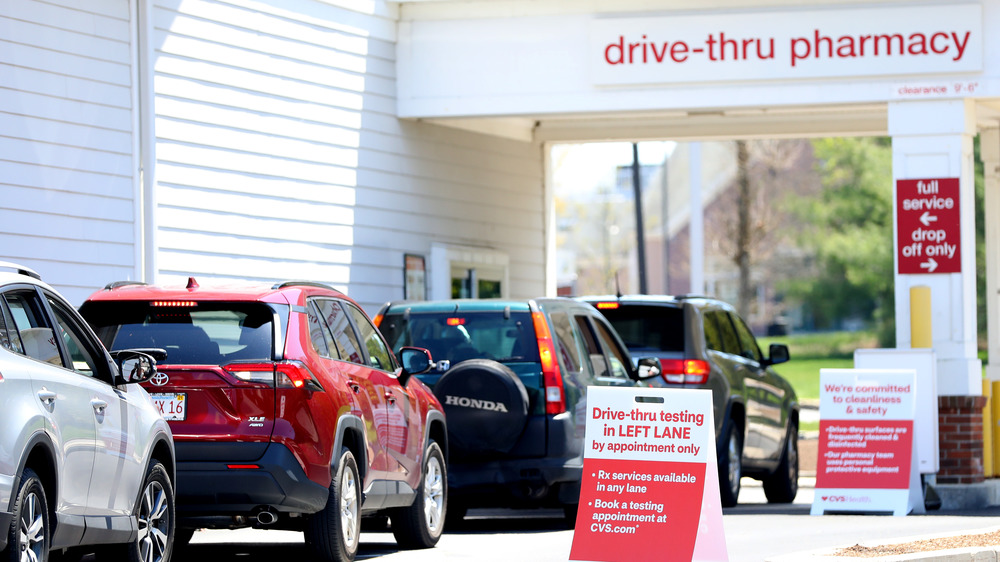 Cars lines up at a CVS pharmacy