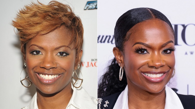 A split image of Kandi Burruss