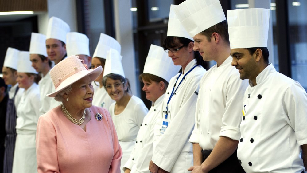 Queen Elizabeth greeting chefs in 2012