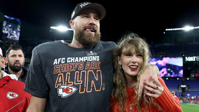 Travis Kelce and Taylor Swift at Super Bowl 2024