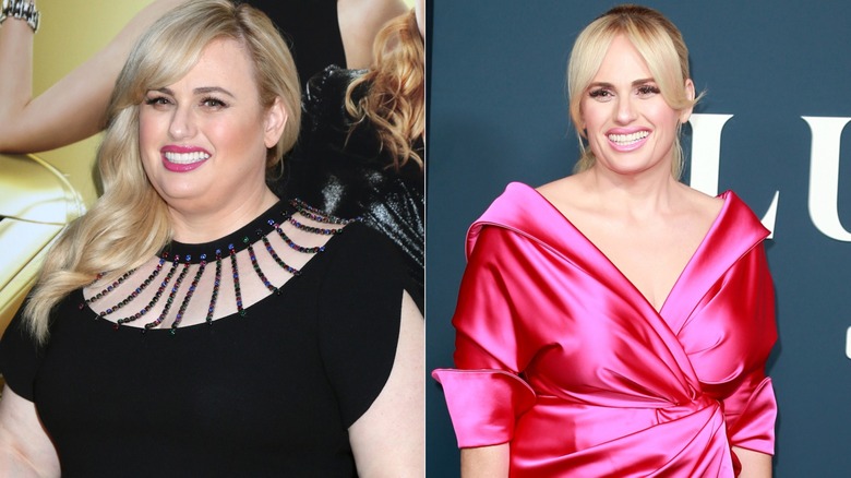 Rebel Wilson before weight loss in 2019 vs Rebel Wilson after weight loss in 2022