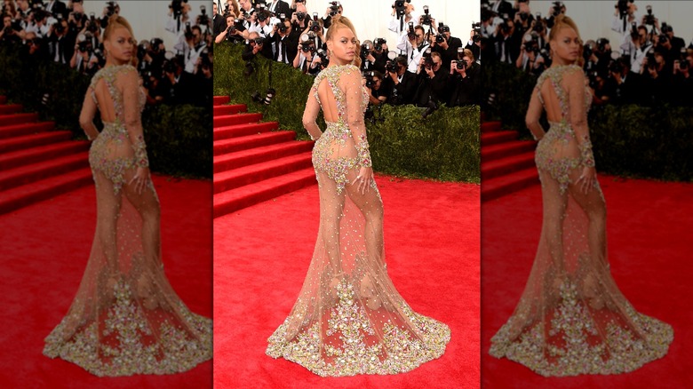 Beyoncé wearing a sheer dress at the Met Gala