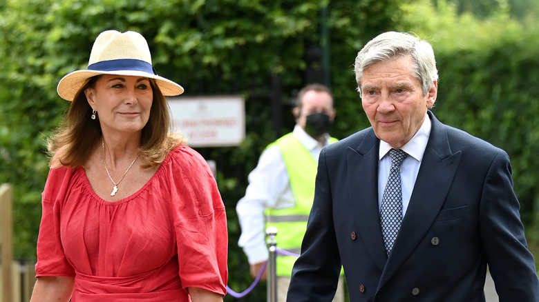 Carole and Michael Middleton walking