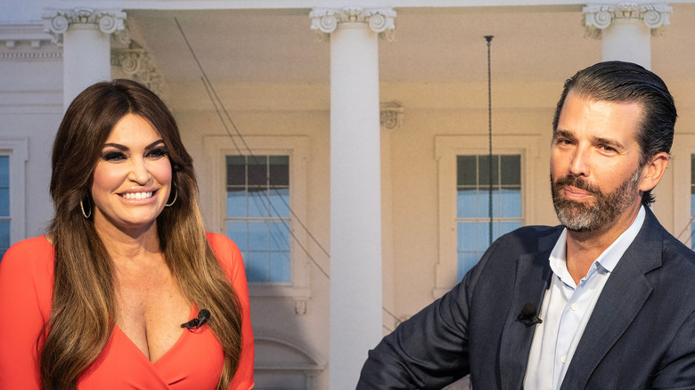 Kimberly Guilfoyle and Donald Trump Jr. awkwardly smiling