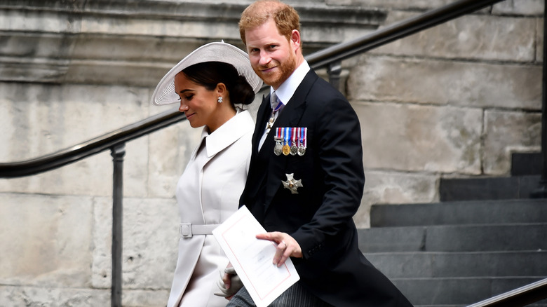 Meghan Markle and Prince Harry taking a walk in public