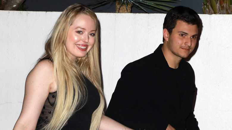 Tiffany Trump and Michael Boulos smiling