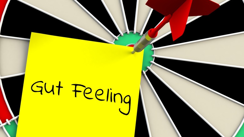 Dartboard bullseye on "gut feeling"