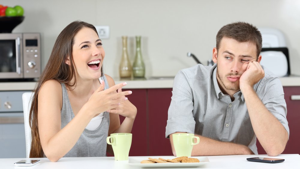 Bored man on a date