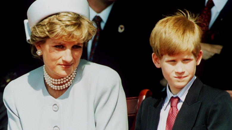 Princess Diana and a young Prince Harry