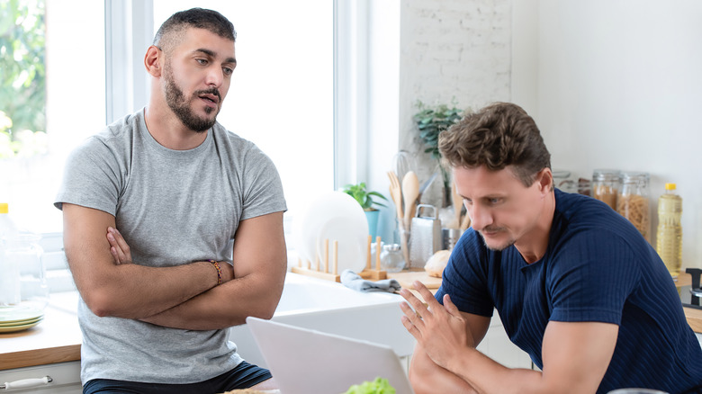 Couple in tense conversation