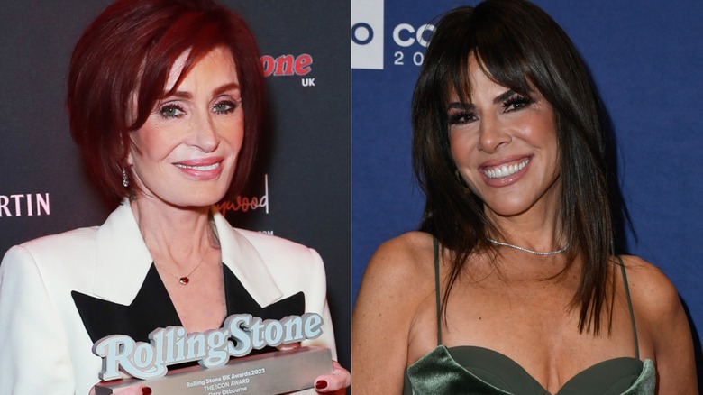 Left: Sharon Osbourne smiling, holding award, Right: Jennifer Fessler smiling