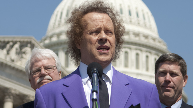 Richard Simmons wearing purple