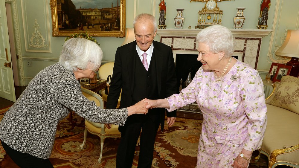 Judith Weir and Peter Maxwell Davies with Queen Elizabeth II