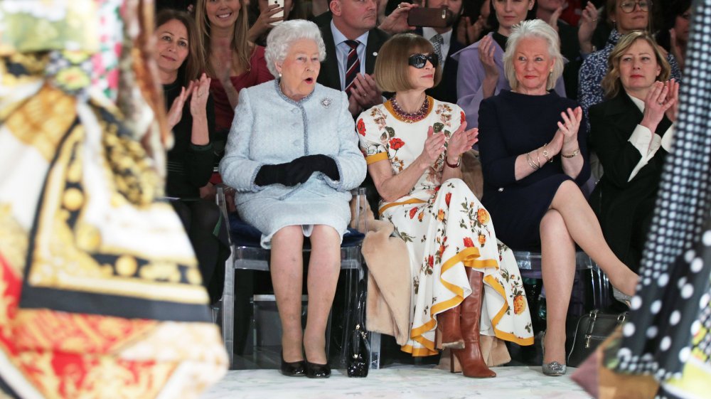 Queen Elizabeth II with Anna Wintour and Angela Kelly