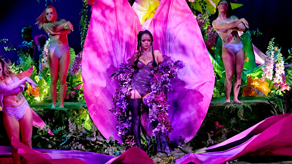 Rihanna performing in costume