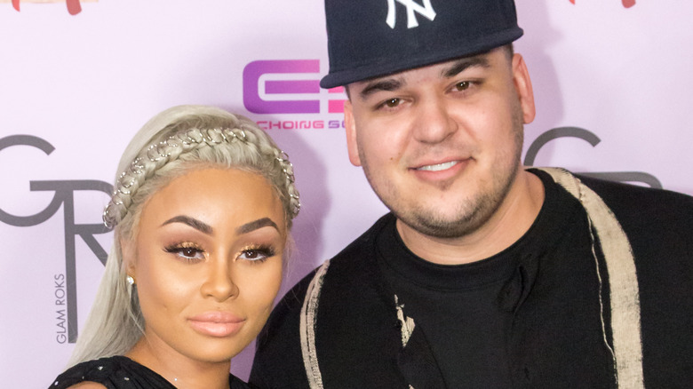 Rob Kardashian and Blac Chyna pose on the red carpet together