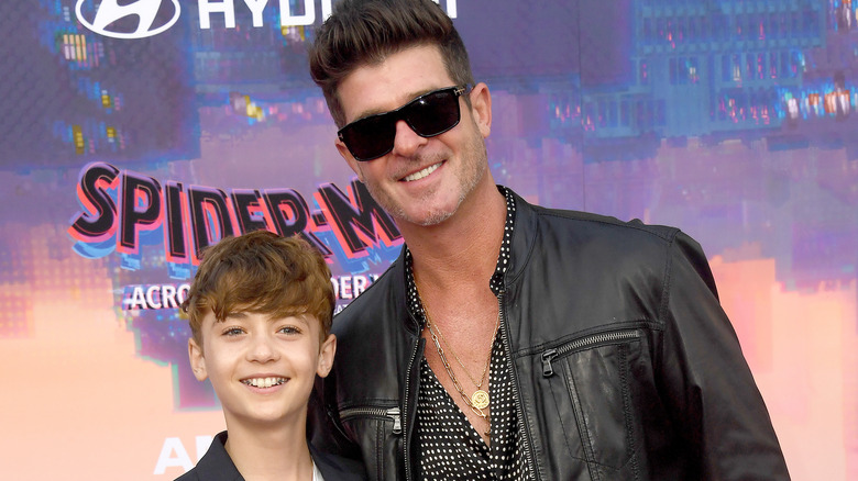 Robin Thicke, Julian Thicke, smiling