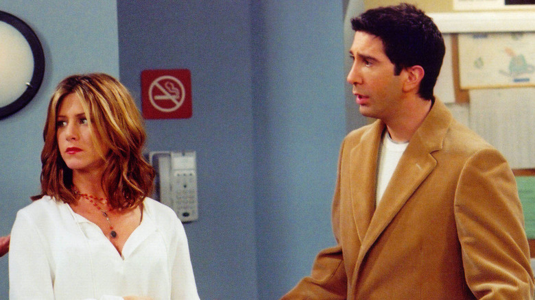 Ross and Rachel in a waiting room