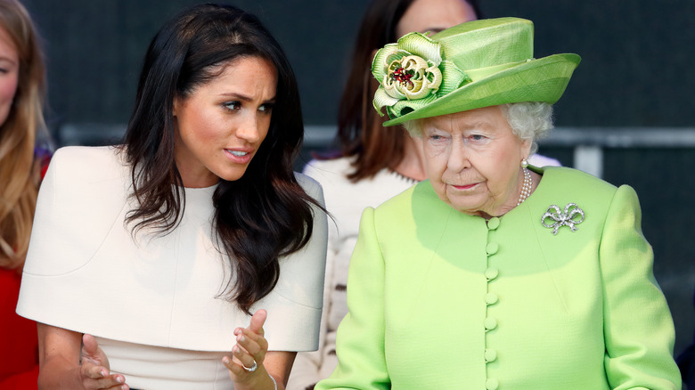 Meghan Markle and Queen Elizabeth talking