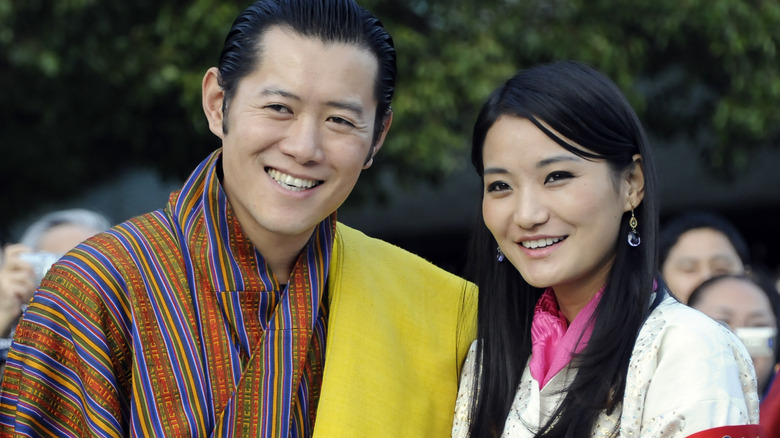 Bhutan's king and queen smiling