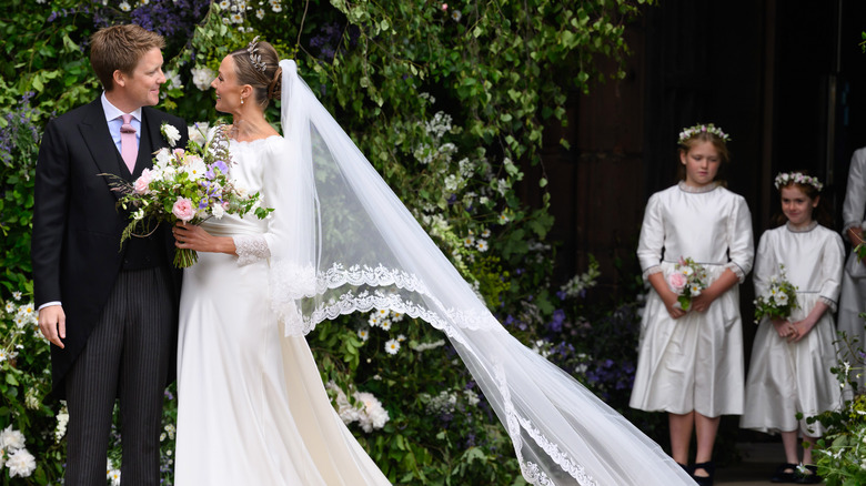 Hugh Grosvenor and Olivia Henson on their wedding day