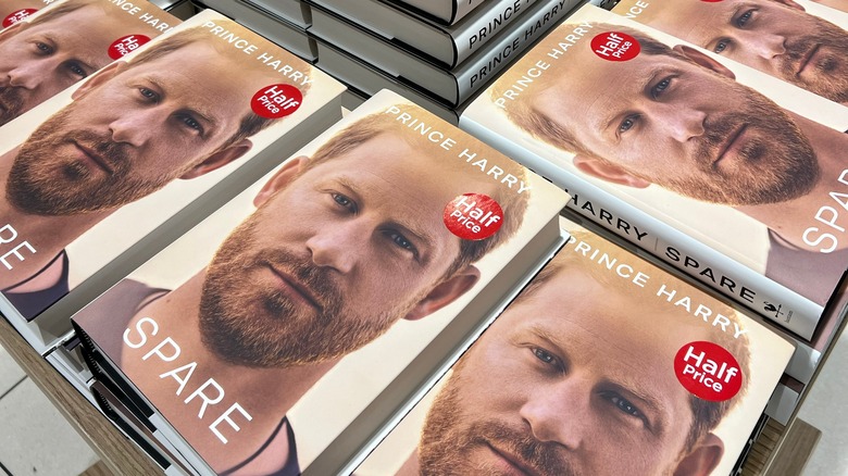 stack of  book "Spare," by Prince Harry