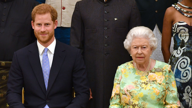 Prince Harry and Queen Elizabeth II. 