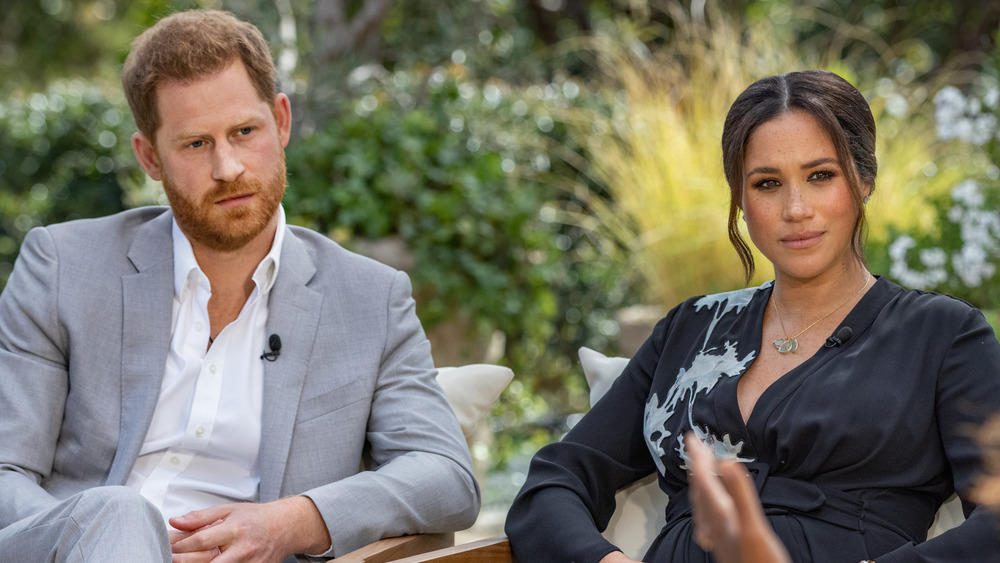 Prince Harry and Meghan Markle speaking to Oprah Winfrey