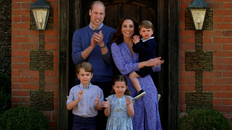 Prince William and Kate Middleton with their children.