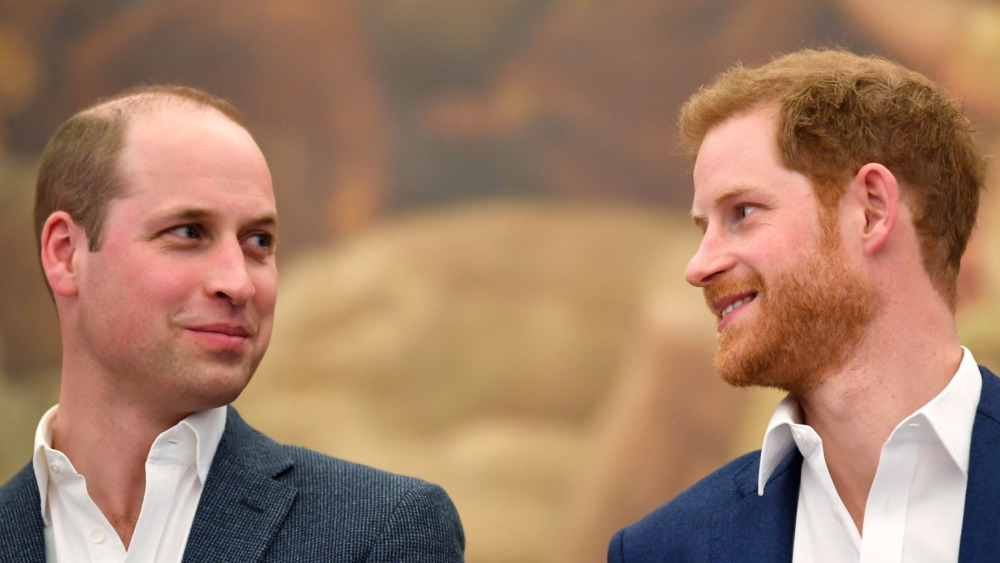 William and Harry smile at each other