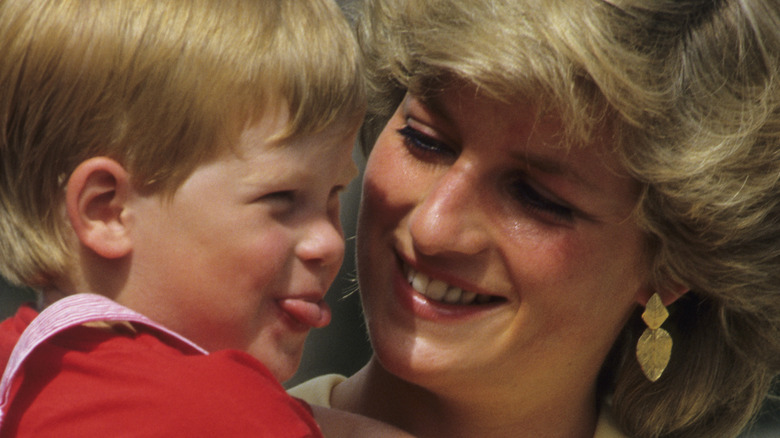 Prince Harry with mother Diana