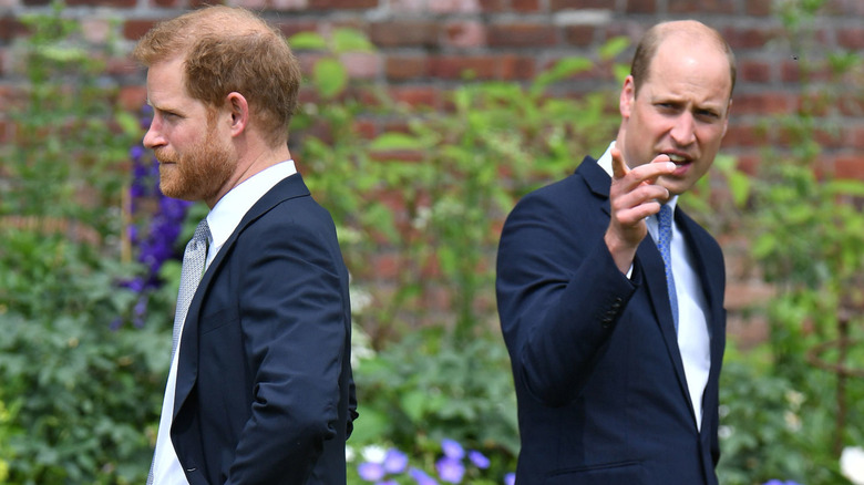 Prince Harry and Prince William facing away from each other