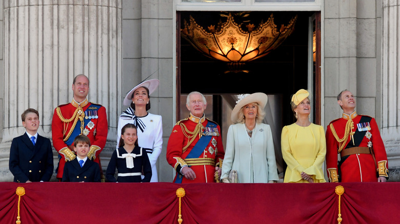 The British royal family looks up at the sky