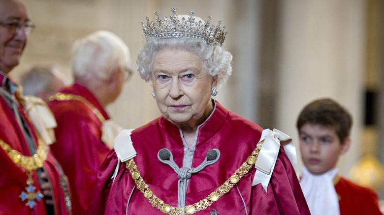 Queen Elizabeth II wearing crown