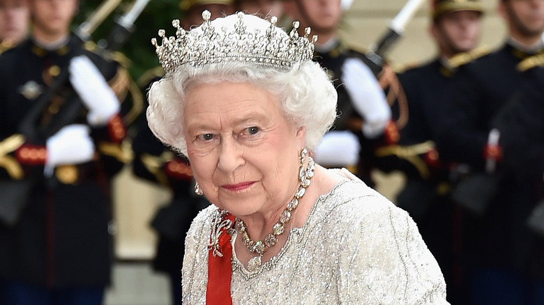 Queen Elizabeth II wearing her crown