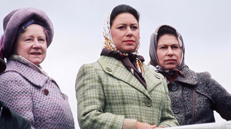 The Queen Mother, Princess Margaret, and Queen Elizabeth 