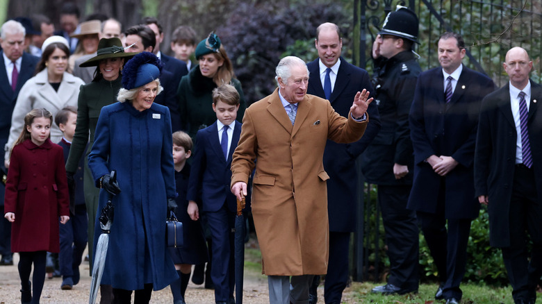 The British royal family walking