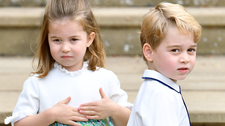 Princess Charlotte and Princess George posing 