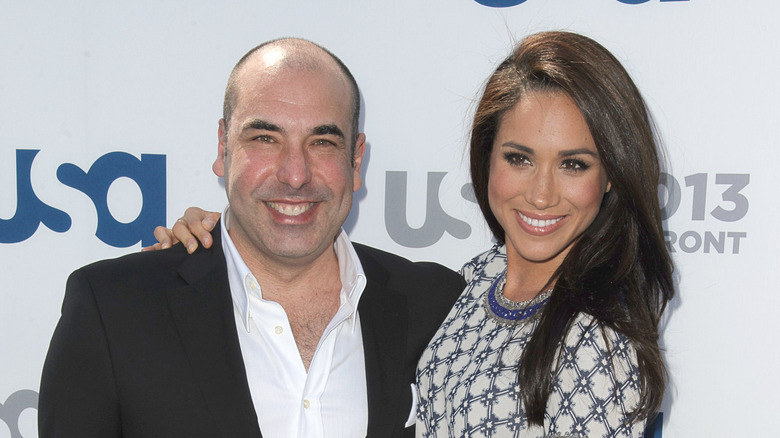 Rick Hoffman and Meghan Markle attends USA Network 2013 Upfront Event at Pier 36 on May 16, 2013