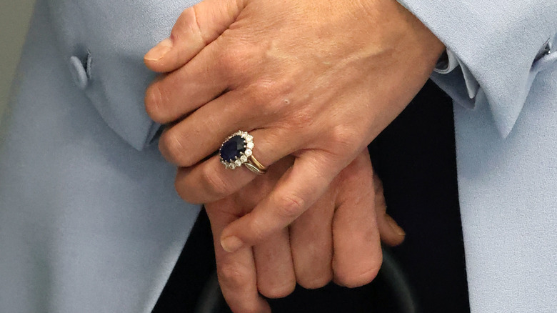 Kate Middleton wearing her engagement ring