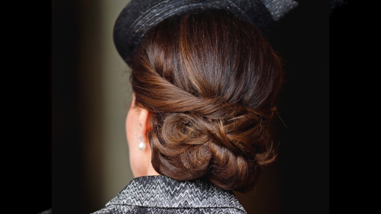 Close-up of Princess Catherine's hair 