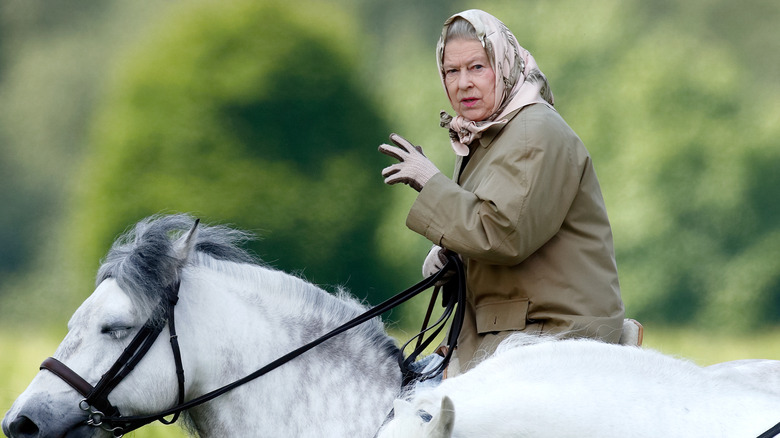 Queen Elizabeth on horseback 