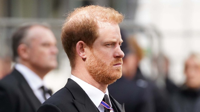 Prince Harry looking grumpy