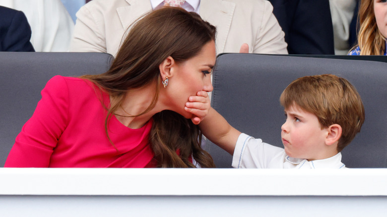 Prince Louis covers Kate Middleton's mouth