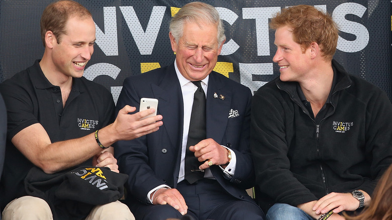 Prince Harry, Prince William and King Charles