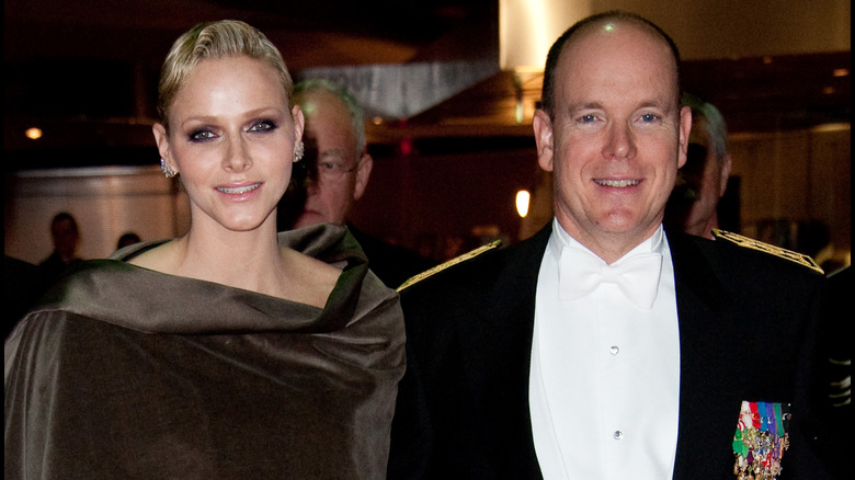 Princess Charlene and Prince Albert smiling